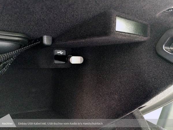 Nachher: USB Kabel inkl. USB-Buchse vom Radio in das Handschuhfach